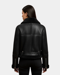 Women’s Sheepskin Aviator RAF Pilot Jacket Nova Black