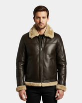 Men’s RAF B3 Real Leather Flying Aviator Sheepskin Bomber Jacket Zenith Brown