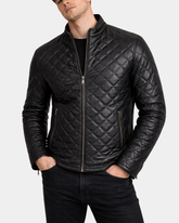 Men's Leather Quilted Anorak Style Jacket Jeff Nova Black