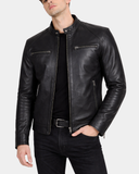 Men’s Biker Soft Casual Leather Jacket – Nova Black – product view 1
