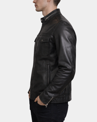 Men's Casual Biker Leather Jacket Jaime Black