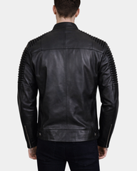 Men's Casual Soft Leather Biker Jacket Nelson Nova Black
