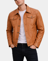 Men's Leather Lee Rider Casual Jacket Terry Dynamo Tan
