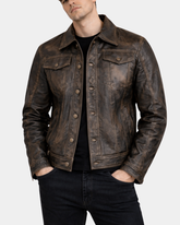 Mens Leather Lee Rider Casual Jacket Terry Nova Black Two Tone
