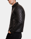 Men’s Leather Quilted Anorak Style Jacket Jeff – Nova Black – product view 3