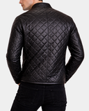 Men’s Leather Quilted Anorak Style Jacket Jeff – Nova Black – product view 2
