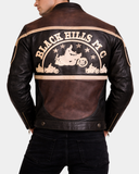 Men’s Leather Racing Badges Jacket ‘Black Hills’ – Zenith Brown – product view 2