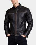 Men’s Leather Vintage Biker Jacket Colin – Zenith Dark Brown – product view 3