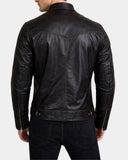 Men’s Leather Vintage Biker Jacket Colin – Zenith Dark Brown – product view 2
