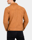 Men’s Real Suede Casual Harrington Jacket Larry – Dynamo Tan – product view 2