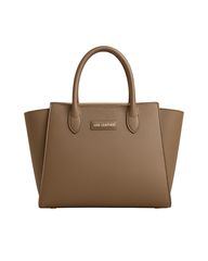 Mocha Winged Tote Pebbled Taupe Women Leather Bag