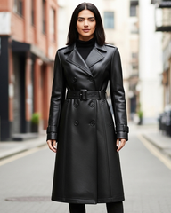 Midnight Sienna Double - Breasted Trench Coat
