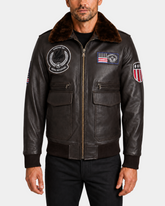 Arthur Zenith Brown leather bomber front closed