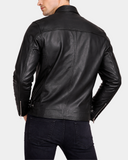 Men's Gerard Nova black leather cafe racer jacket back view