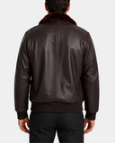 Jarrod Zenith Brown G-1 aviator leather bomber back view