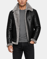 Men’s Black RAF B3 Leather Bomber Jacket alternate back view