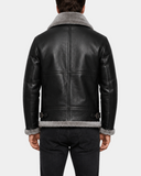 Men’s Black RAF B3 Leather Bomber Jacket front open view