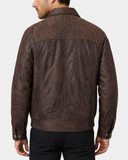 Men's Bomber Leather Jacket Classic Style Jim Brown Nubuck back view