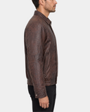 Men's Bomber Leather Jacket Classic Style Jim Brown Nubuck side view