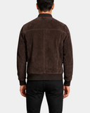 Men's Suede Bomber Varsity Jacket Reg Zenith Brown back view
