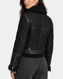 Women's Sheepskin Aviator RAF Pilot Jacket Nova Black - front view