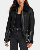 Women's Sheepskin Aviator RAF Pilot Jacket Nova Black - side profile