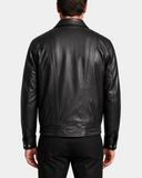 Men's Leather Bomber Blouson Jacket Robert Nova Black back view