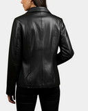 Women’s Classic Zip-Fastening Leather Jacket – Julia Nova Black – product view 2