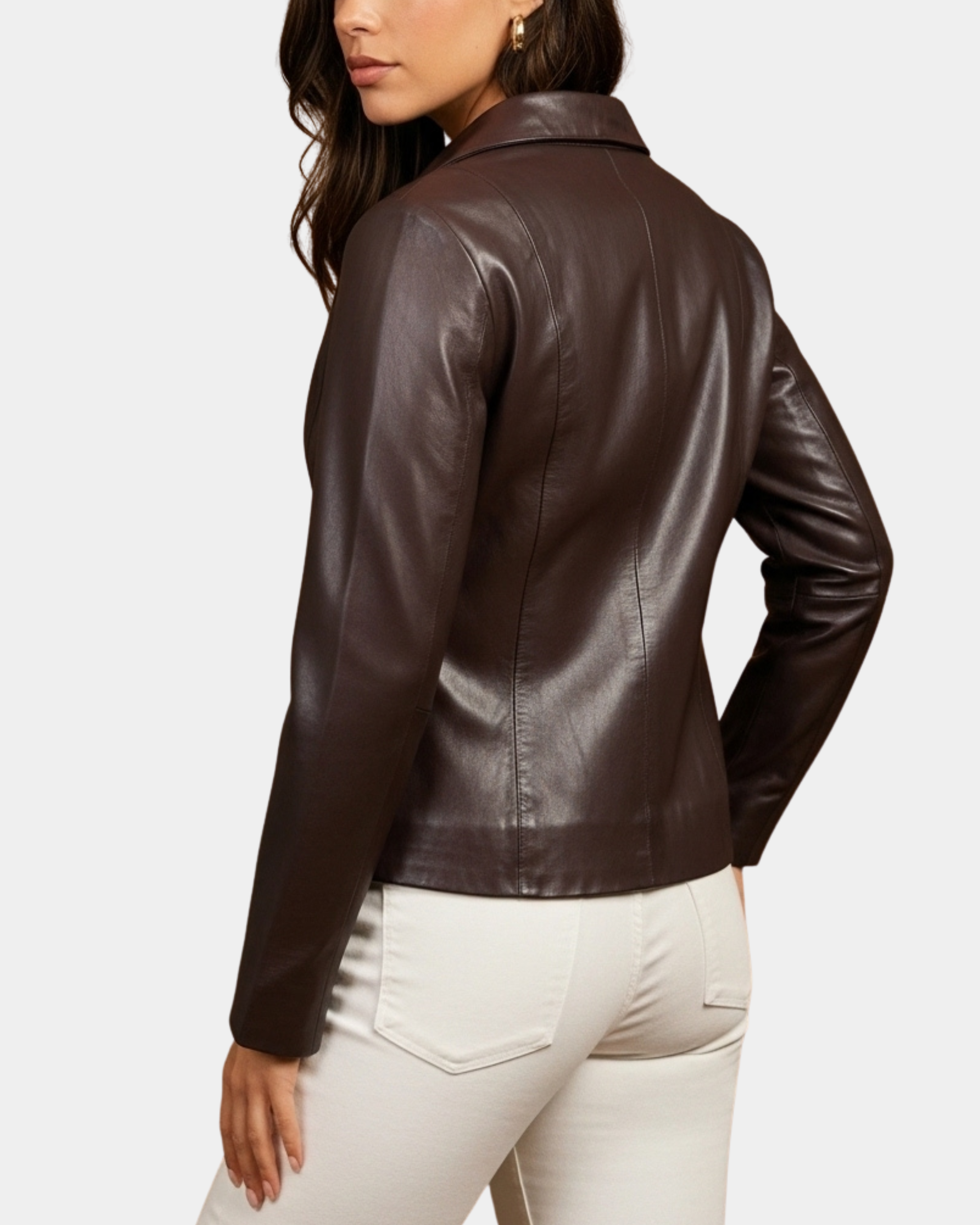 Women's Classic Zip Fastening Leather Jacket Julia Zenith Brown
