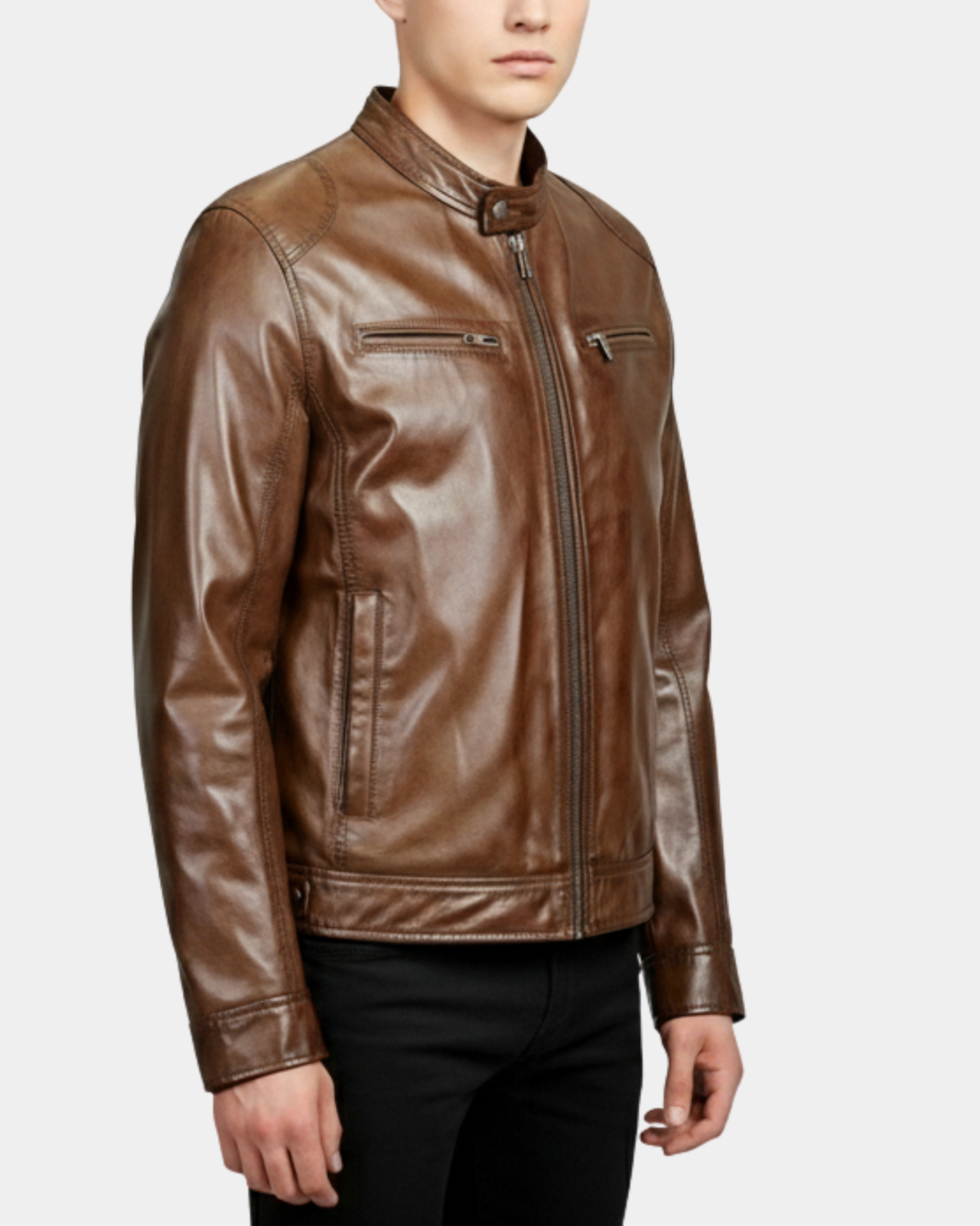 Men's Biker Soft Casual Leather Jacket Zenith Brown