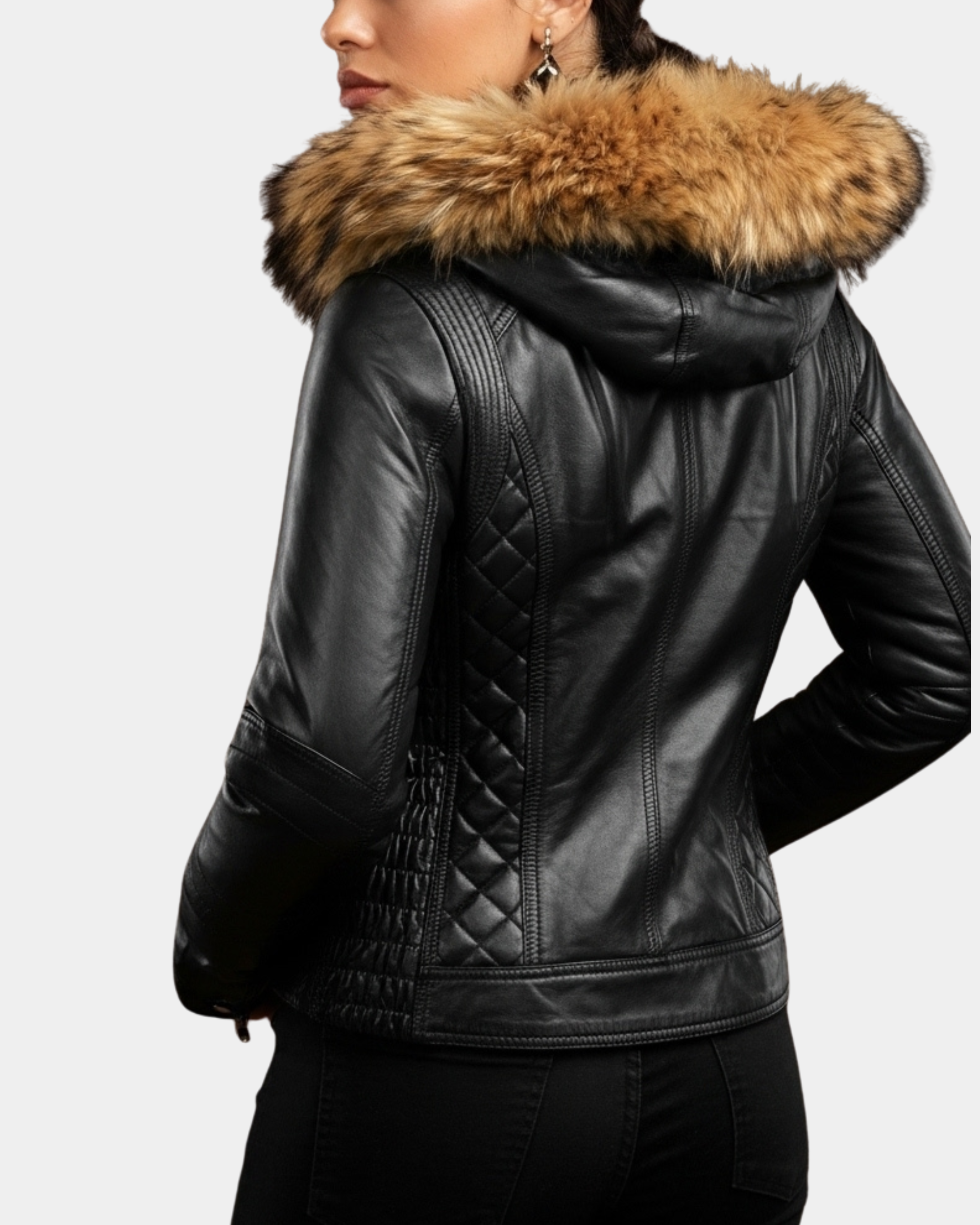 Women's Detachable Hoodie Biker Leather Jacket Lily Nova Black