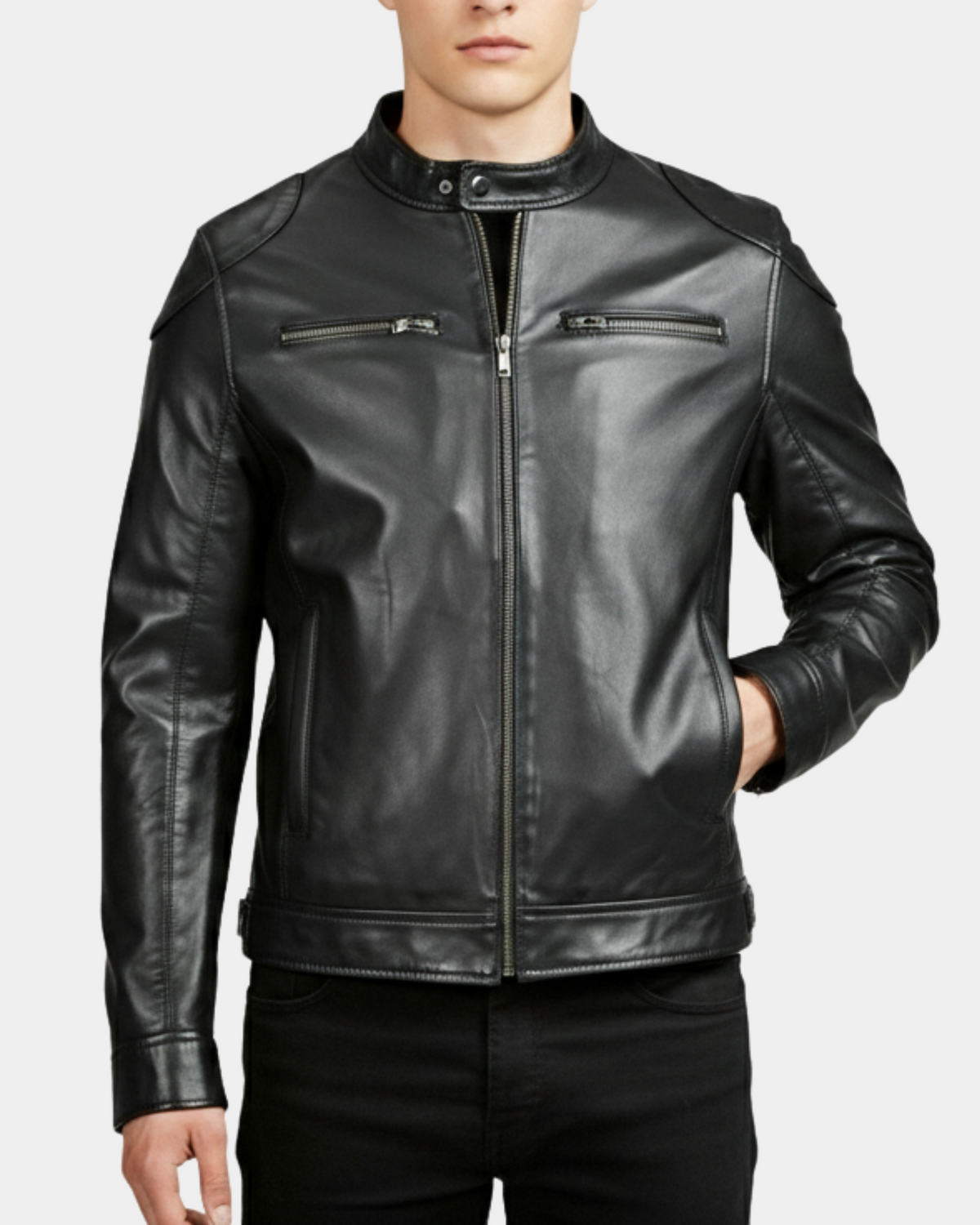 Men's Biker Soft Casual Leather Jacket Nova Black