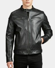 Men's Biker Soft Casual Leather Jacket Nova Black