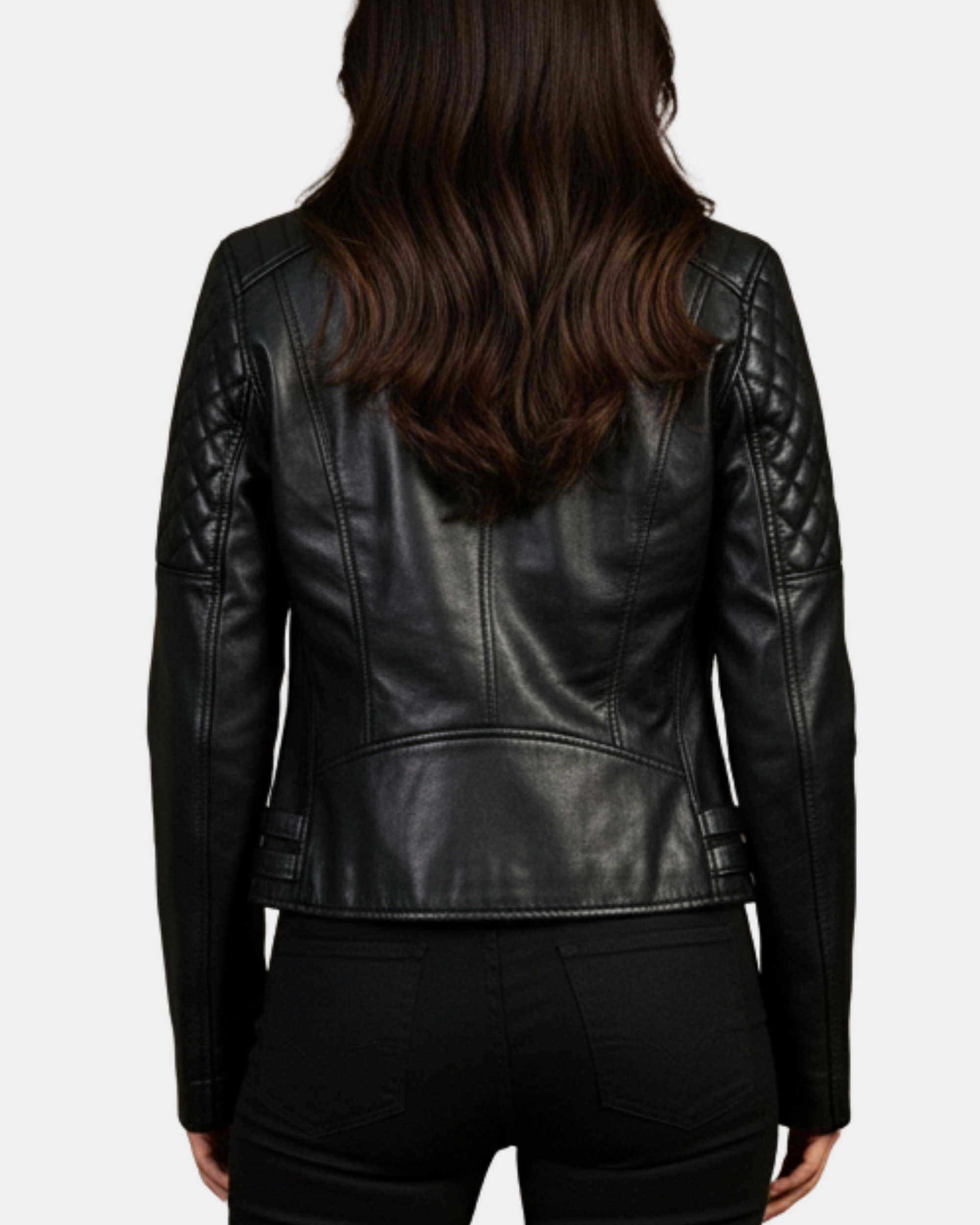 Women's Cross Zip Biker Leather Jacket Claudia Nova Black