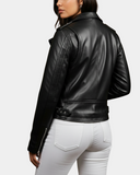 Women’s Leather Biker Brando Jacket – Kate Nova Black – product view 2