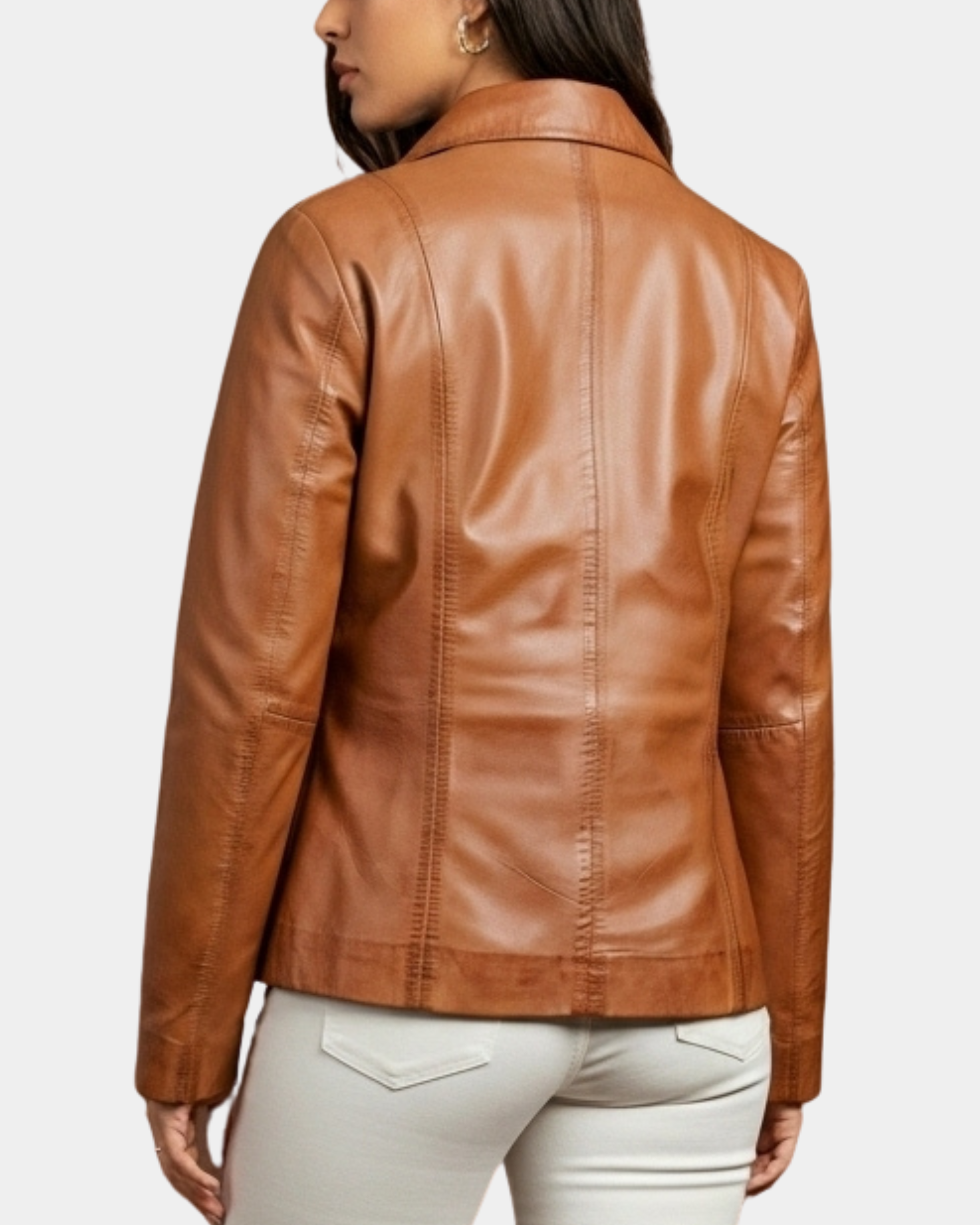 Women's Classic Zip Fastening Leather Jacket Julia Dynamo Tan