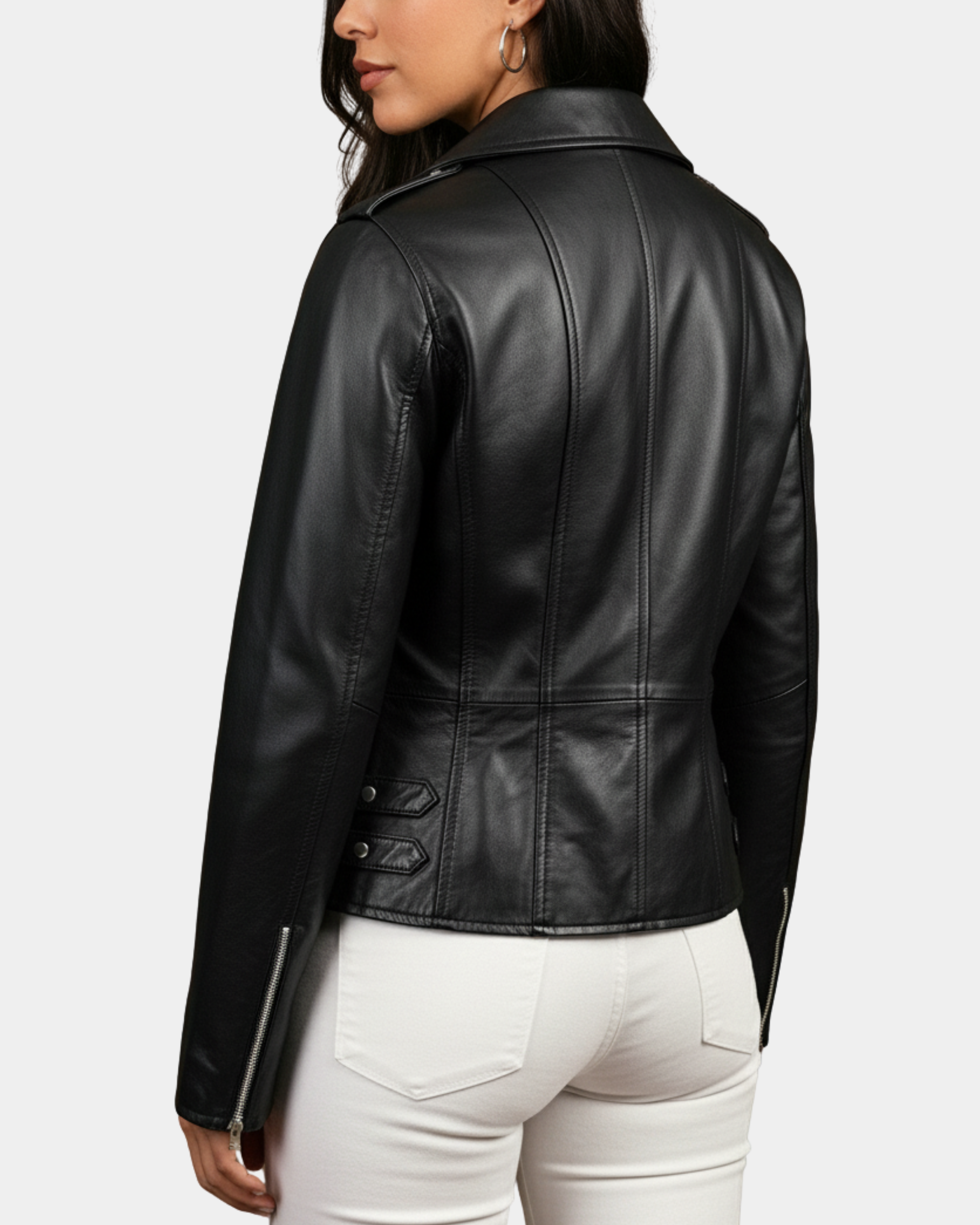 Women's Cross Zip Biker Leather Jacket Cara Nova Black