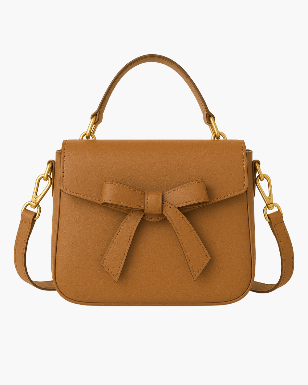Tan Leather Bow Crossbody