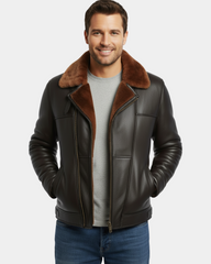 Men’s Bomber Flying RAF B3 Real Leather Aviator Sheepskin Jacket Zenith Brown