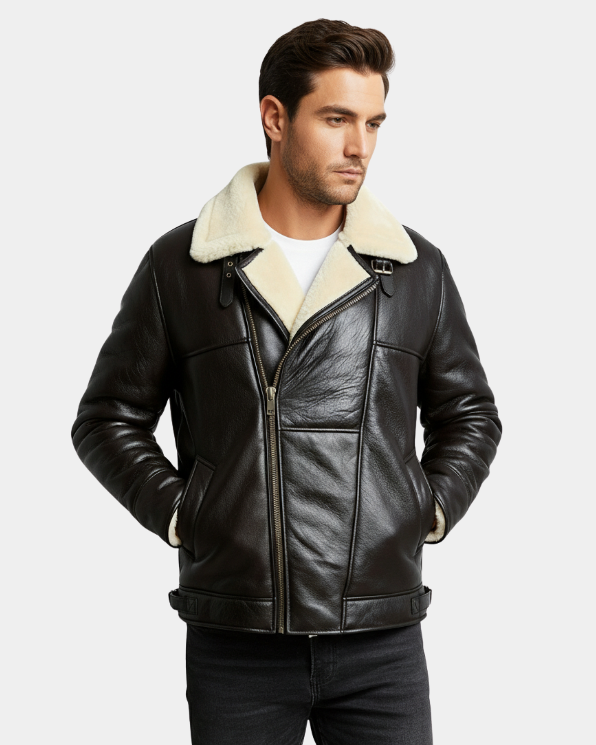 Bomber Flying Men’s RAF B3 Real Leather Aviator Sheepskin Jacket Zenith Brown