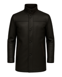 Dark Espresso Men’s Stand-Collar Leather Coat – product view 1
