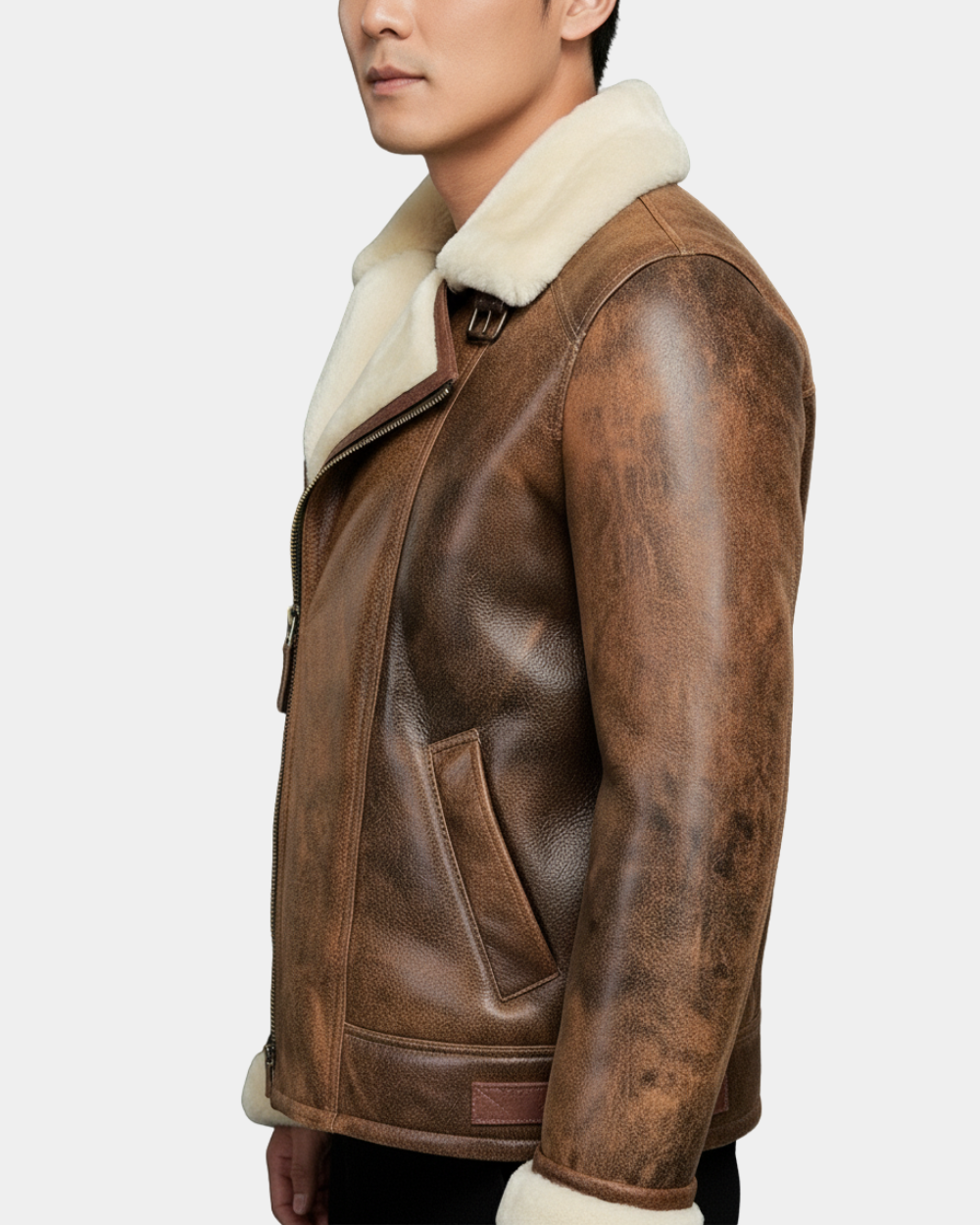 Men’s Aviator Sheepskin Pilot Jacket Blen Vintage Zenith Brown