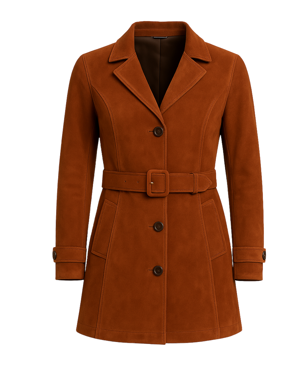 Sienna Muse ¾ Suede Trench Coat Rust Brown