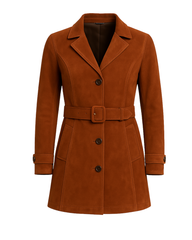 Sienna Muse ¾ Suede Trench Coat Rust Brown