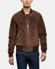 Men's Suede MA-1 Bomber Jacket Trevor Zenith Brown
