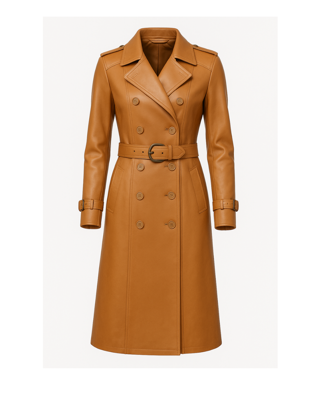 Crimson Sienna Heritage Trench – Women’s Tan Leather Coat