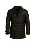 Midnight Regent Men’s Sheepskin Leather Coat blends military Nova Black – product view 1