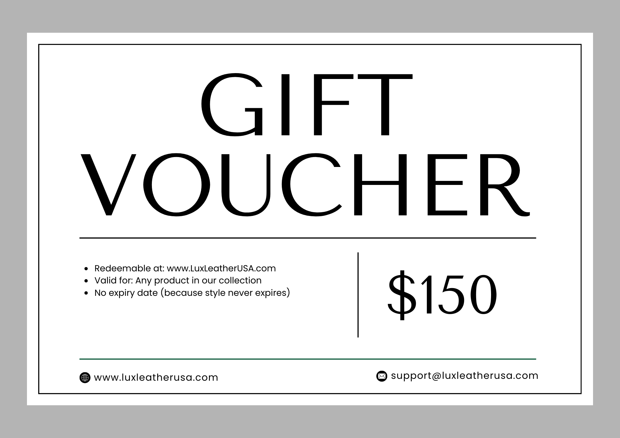 $150 Lux Leather USA Gift Card