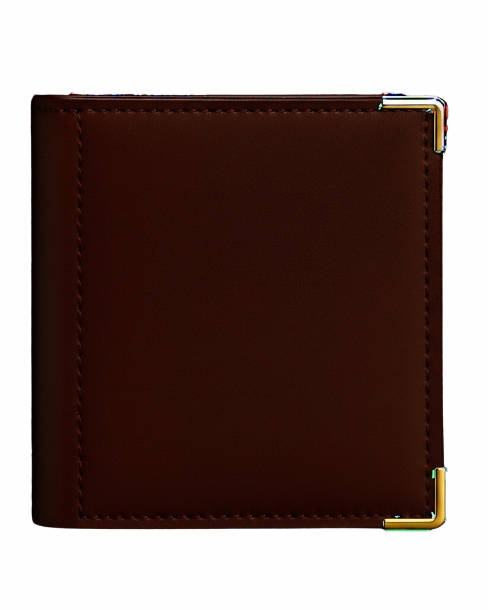 Brown Leather Wallet with Gold Metal Corners