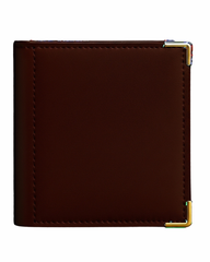 Brown Leather Wallet with Gold Metal Corners